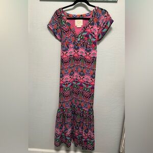 Vanessa Virginia Beaded Mural Maxi Dress